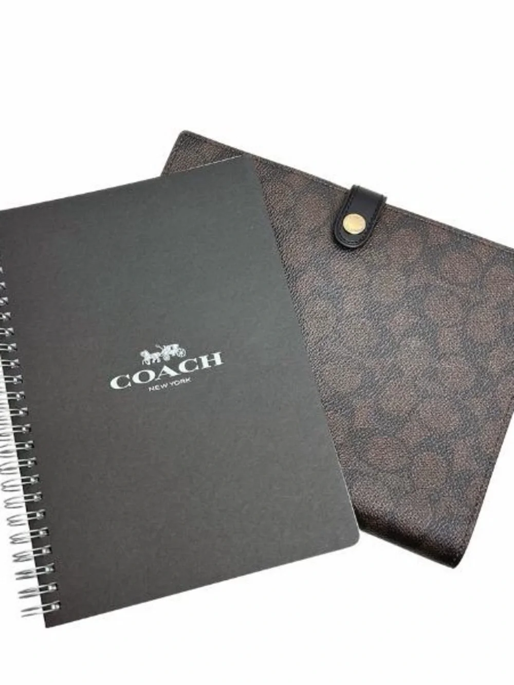 Coach Brown Leather Notebook with Embossed Logo